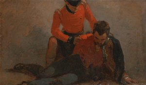 Een Schot, Black Watch die een generaal van de huzaren bijstaat, mogelijk Lord Uxbridge - een studie voor The B... door George Jones